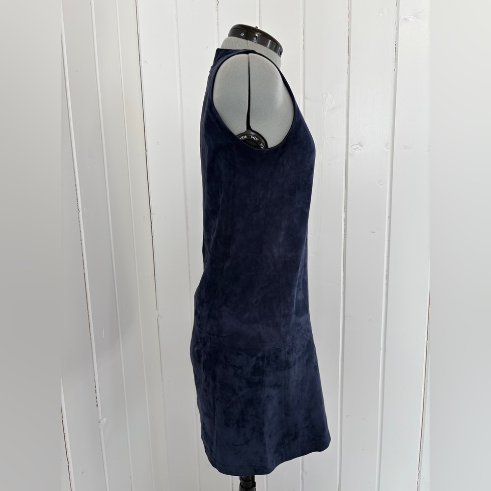 Balenciaga Navy Blue Suede Leather Shift Dress - Picture 9 of 14